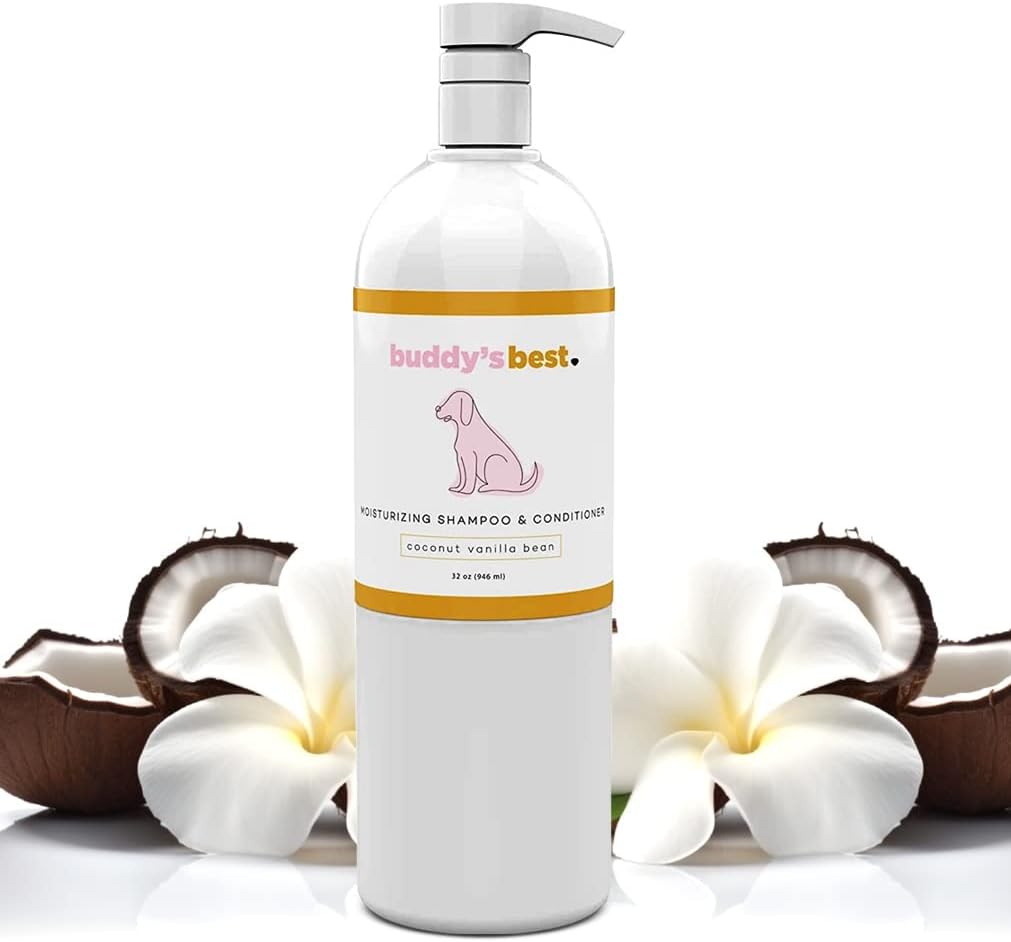 Oatmeal Dog Shampoo and Conditioner for Dry and Sensitive Skin - Moisturizing Puppy Wash with Coconut Vanilla Bean Scent, 32 Oz - Ideal for Odor Control