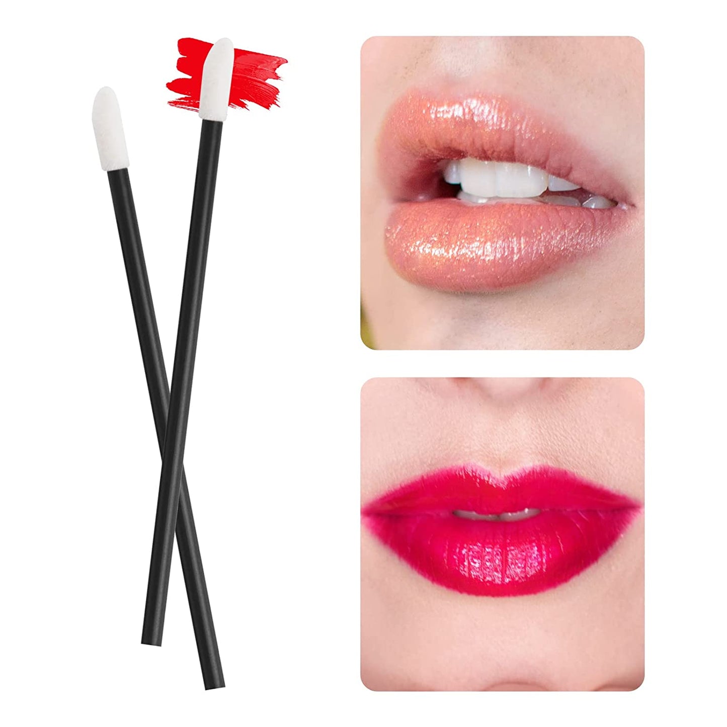 500PCS Lip Wands Applicators Disposable -  Lip Brush, Lipstick Lint Free Brush Makeup Gloss Wands, Makeup Applicator Beauty Tool Kits Black