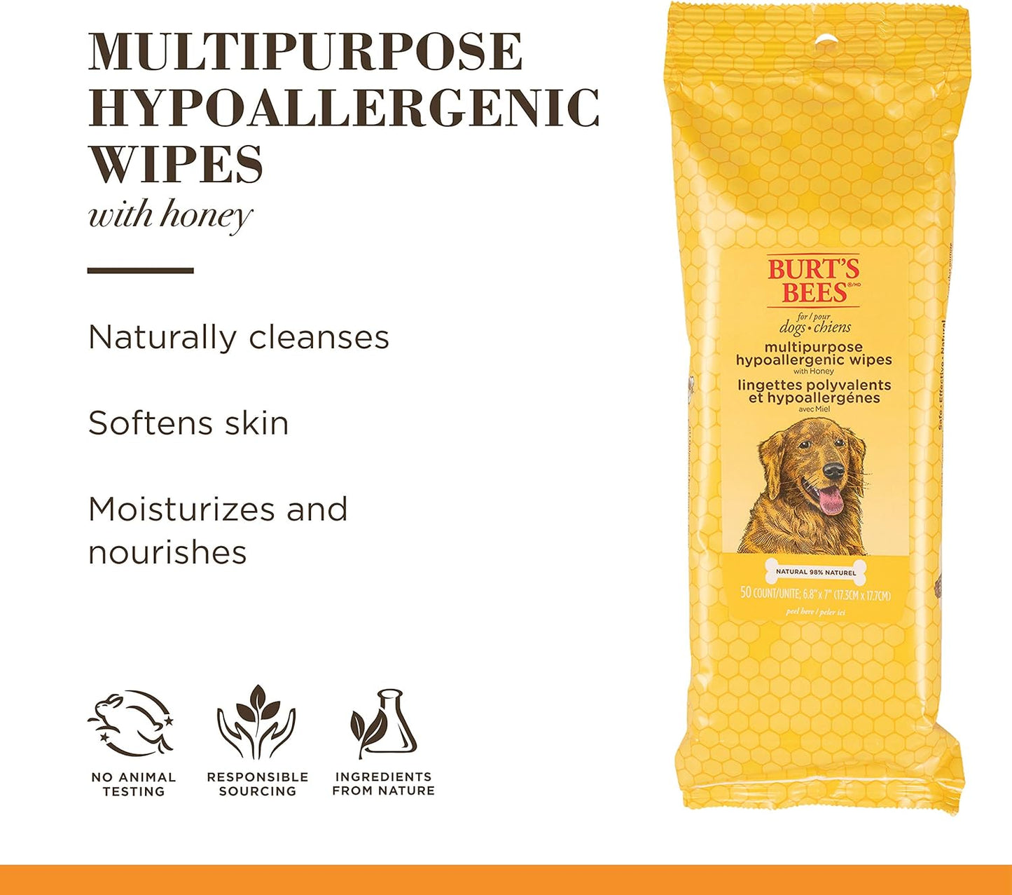 Natural Multipurpose Dog Grooming Wipes | Puppy & Dog Wipes for All Purpose Cleaning | Cruelty Free, Sulfate & Paraben Free, Ph Balanced for Dogs, 150 Count