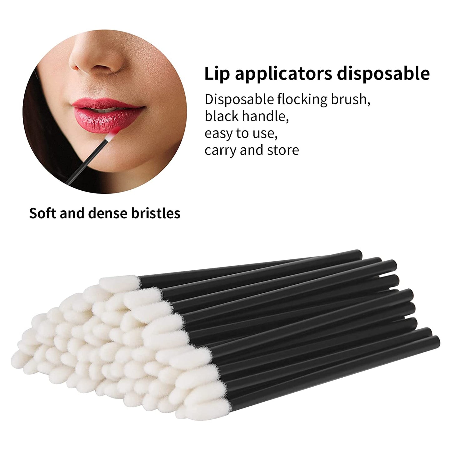 500PCS Lip Wands Applicators Disposable -  Lip Brush, Lipstick Lint Free Brush Makeup Gloss Wands, Makeup Applicator Beauty Tool Kits Black