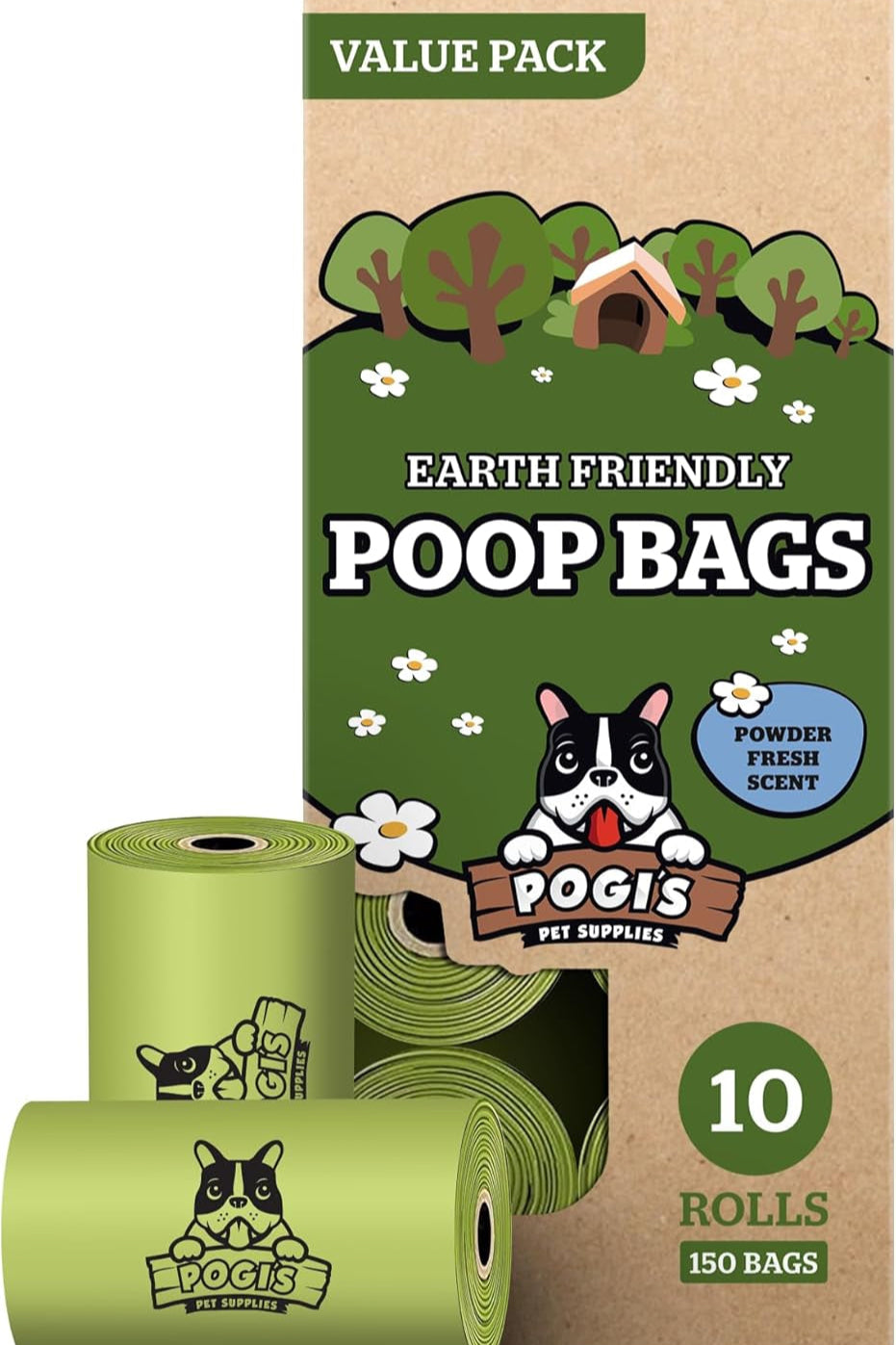 Pogi’S Dog Poop Bags - 10 Rolls (150 Doggie Poop Bags) - Leak-Proof Dog Waste Bags - Scented, Ultra Thick, Extra Large Poop Bags for Dogs