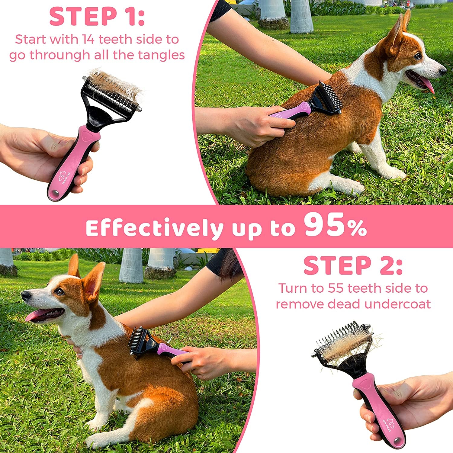 Dog & Cat Brush-Deshedding Brush, Dematting Tools, Shedding Brush Glove Pink